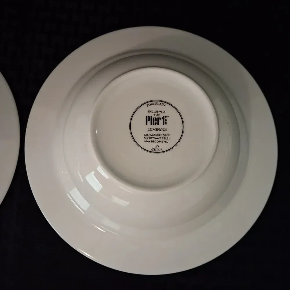 Pier 1 One 8 1/2” Luminous Set of 2 White Soup Pasta Bowls